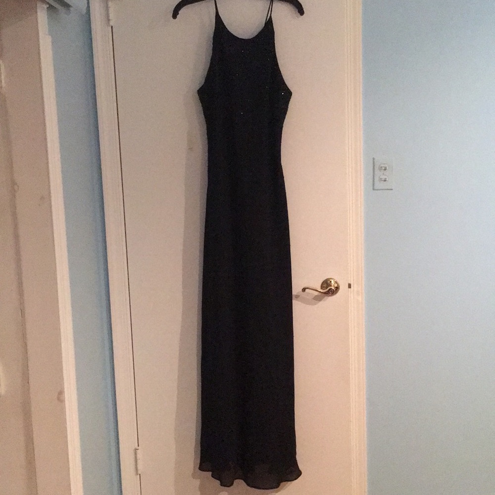 Black Evening Dress with Black Shawl